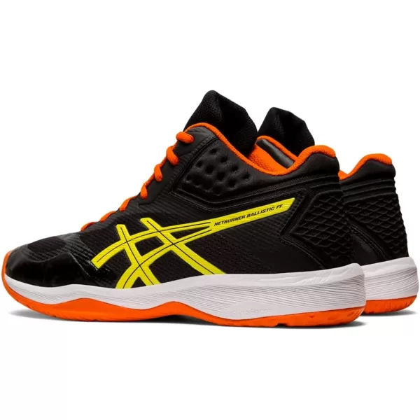 imageASICS Mens Netburner Ballistic FlyteFoam Mid Top Volleyball ShoesBlackSour Yuzu