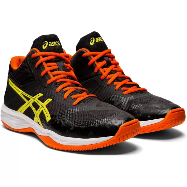 imageASICS Mens Netburner Ballistic FlyteFoam Mid Top Volleyball ShoesBlackSour Yuzu