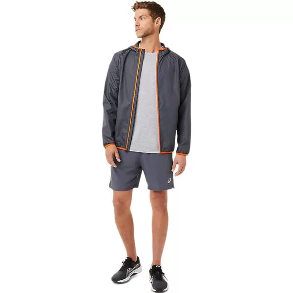 imageASICS Mens Packable Jacket Running ApparelCarrier Grey HeatherMarigold