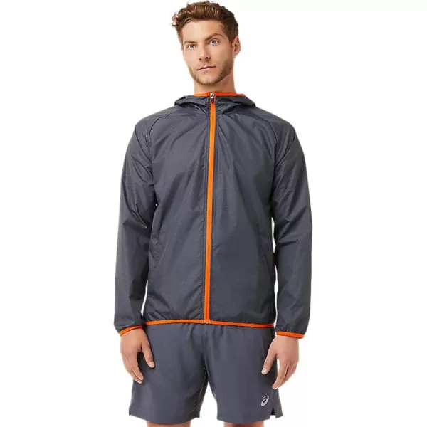 imageASICS Mens Packable Jacket Running ApparelCarrier Grey HeatherMarigold