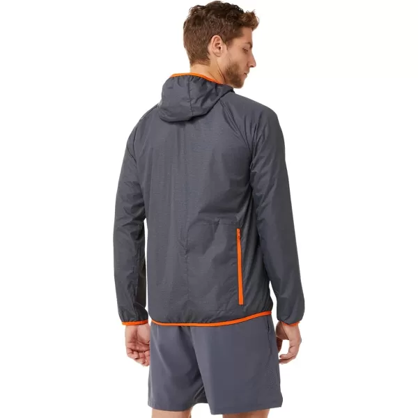 imageASICS Mens Packable Jacket Running ApparelCarrier Grey HeatherMarigold