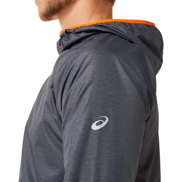 imageASICS Mens Packable Jacket Running ApparelCarrier Grey HeatherMarigold