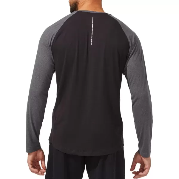 imageASICS Mens Perf Long Sleeve Henley Training ApparelPerformance BlackDark Grey Heather