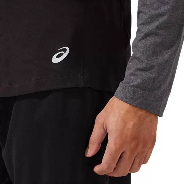 imageASICS Mens Perf Long Sleeve Henley Training ApparelPerformance BlackDark Grey Heather