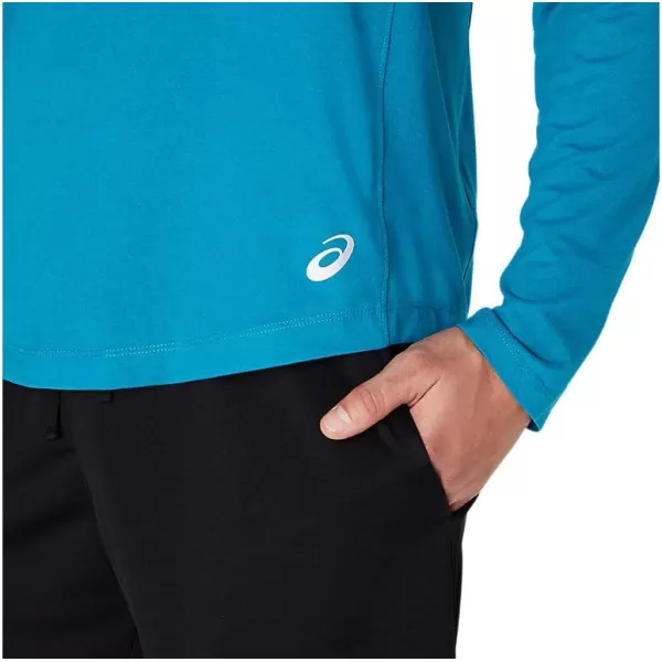 imageASICS Mens Perf Long Sleeve Henley Training ApparelTeal Blue Heather