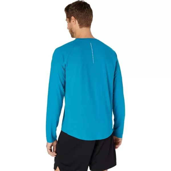 imageASICS Mens Perf Long Sleeve Henley Training ApparelTeal Blue Heather