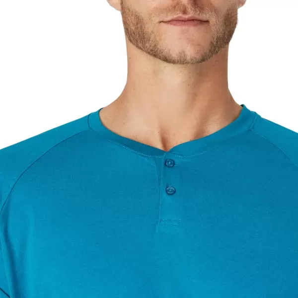 imageASICS Mens Perf Long Sleeve Henley Training ApparelTeal Blue Heather