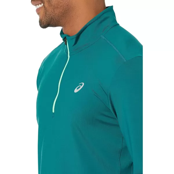 imageASICS Mens READYSET HALF ZIP Running ApparelVelvet PineNew Leaf