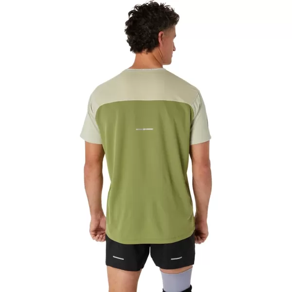 imageASICS Mens Race Short Sleeve TOP Running ApparelDried Leaf GreenCactus
