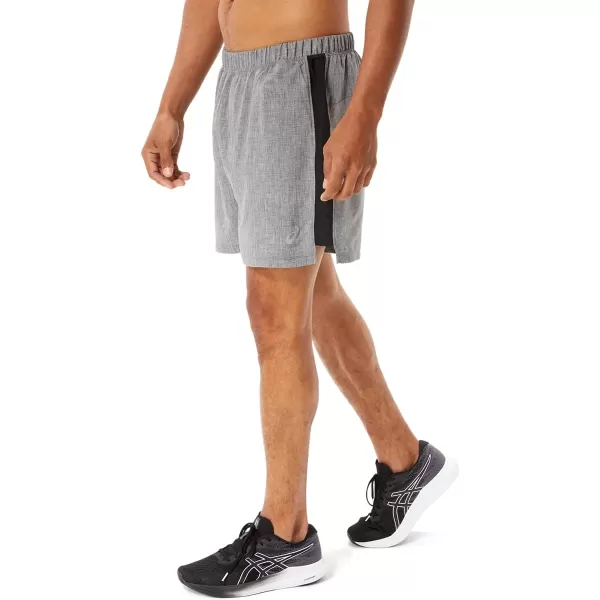 imageASICS Mens Ready Set 5IN Short Running ApparelDark Grey HeatherPerformance Black