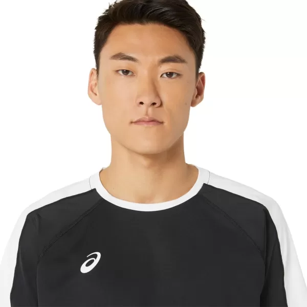 imageASICS Mens Resolution Short Sleeve Crew Training ApparelTeam BlackTeam White