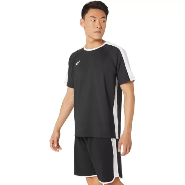 imageASICS Mens Resolution Short Sleeve Crew Training ApparelTeam BlackTeam White