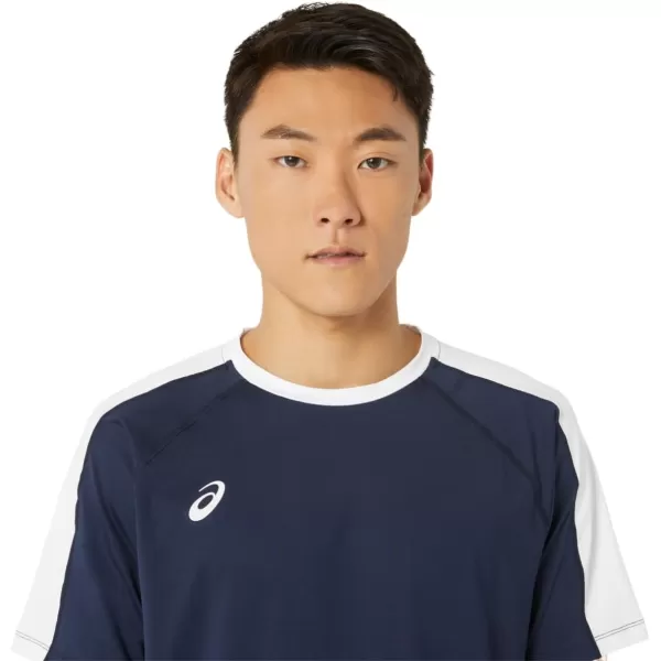 imageASICS Mens Resolution Short Sleeve Crew Training ApparelTeam NavyTeam White