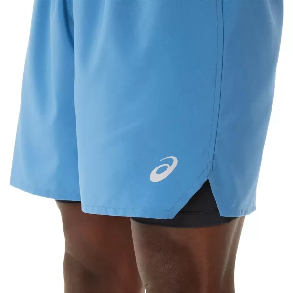 imageASICS Mens Road 2N1 7IN Short ApparelAzurePerformance Black