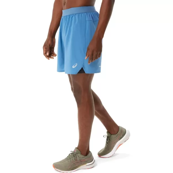 imageASICS Mens Road 2N1 7IN Short ApparelAzurePerformance Black