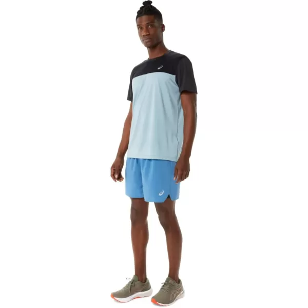 imageASICS Mens Road 2N1 7IN Short ApparelAzurePerformance Black