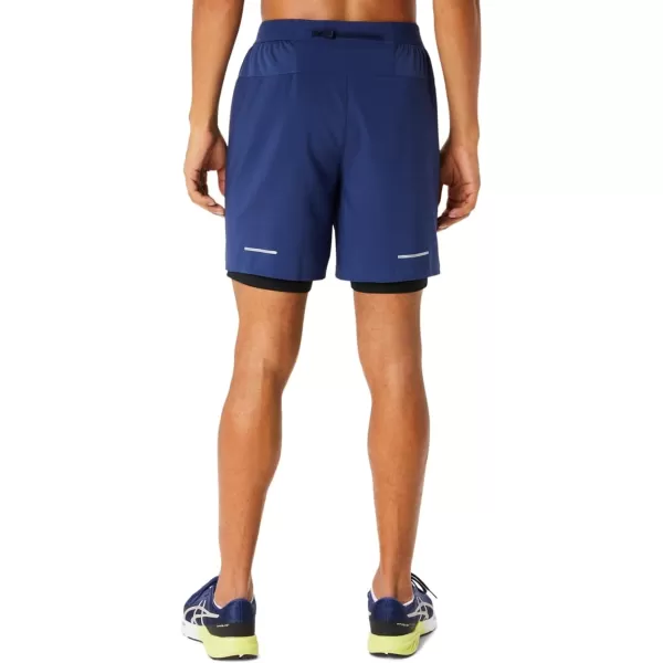 imageASICS Mens Road 2N1 7IN Short ApparelDeep OceanPerformance Black