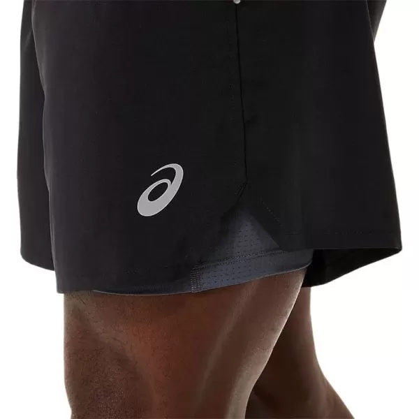 imageASICS Mens Road 2N1 7IN Short ApparelPerformance BlackCarrier Grey