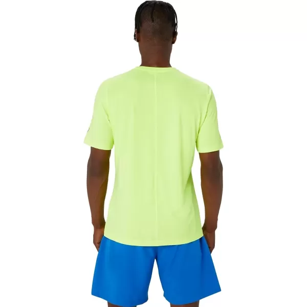 imageASICS Mens Short Sleeve HTHR TECH TOP Running ApparelSafety Yellow Heather