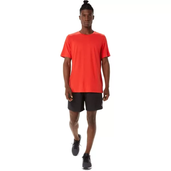 imageASICS Mens Short Sleeve Heather Tech Top Training ApparelFiery Red Heather