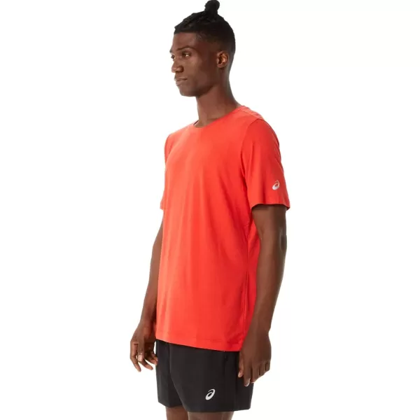 imageASICS Mens Short Sleeve Heather Tech Top Training ApparelFiery Red Heather
