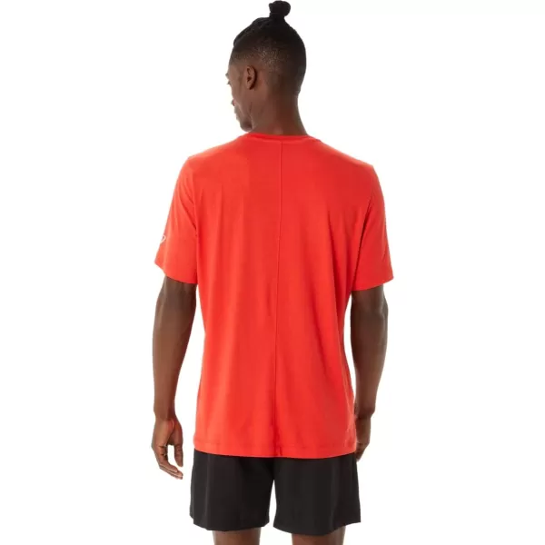 imageASICS Mens Short Sleeve Heather Tech Top Training ApparelFiery Red Heather