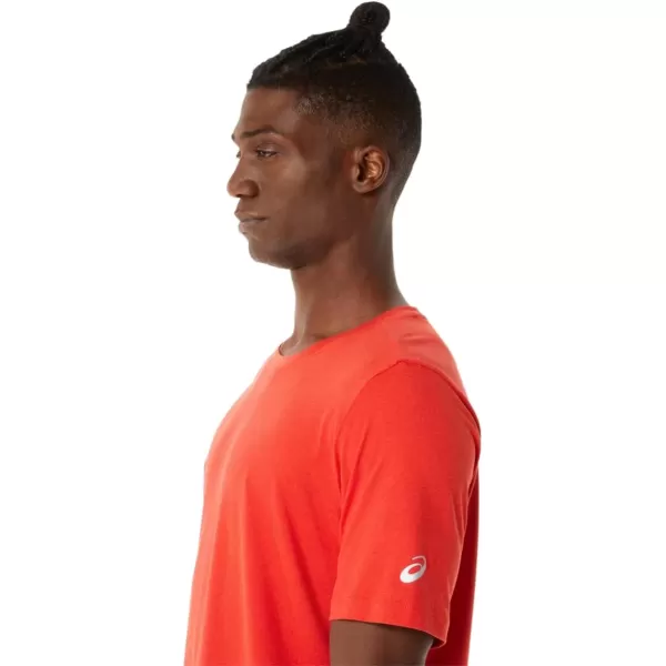 imageASICS Mens Short Sleeve Heather Tech Top Training ApparelFiery Red Heather