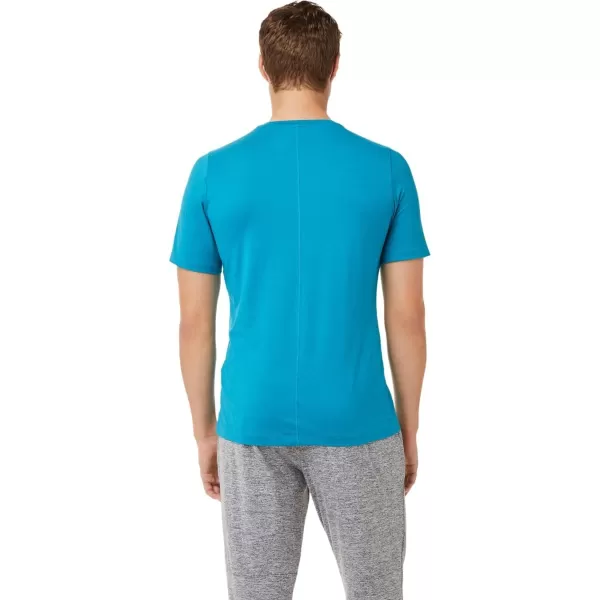 imageASICS Mens Short Sleeve Heather Tech Top Training ApparelTeal Blue