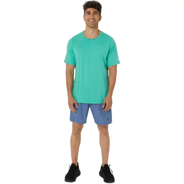 imageASICS Mens Short Sleeve Heather Tech Top Training ApparelTeal Blue