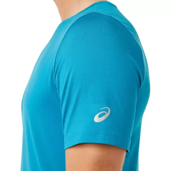 imageASICS Mens Short Sleeve Heather Tech Top Training ApparelTeal Blue