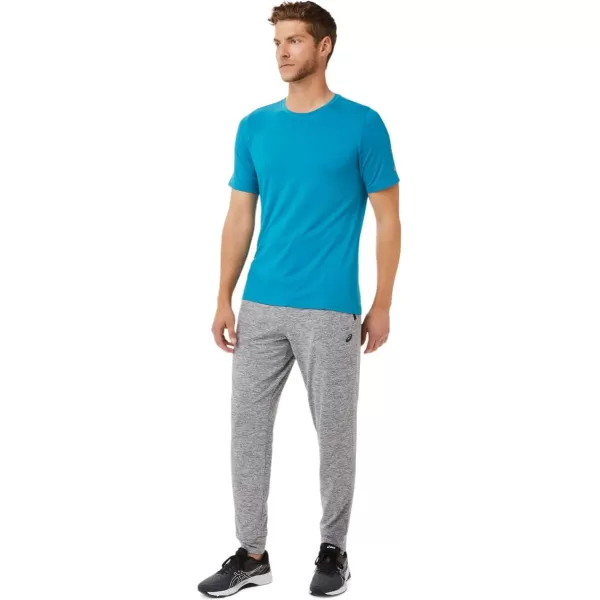 imageASICS Mens Short Sleeve Heather Tech Top Training ApparelTeal Blue