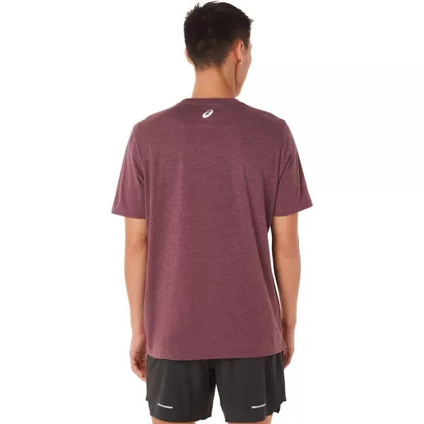 imageASICS Mens Short Sleeve Run Club TEE ApparelDeep Mars Heather