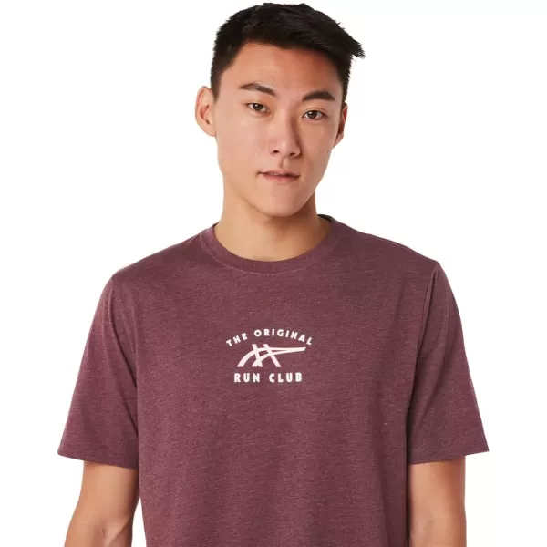 imageASICS Mens Short Sleeve Run Club TEE ApparelDeep Mars Heather