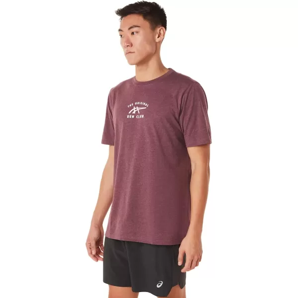imageASICS Mens Short Sleeve Run Club TEE ApparelDeep Mars Heather