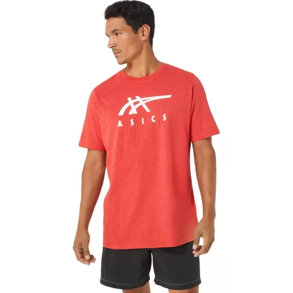 imageASICS Mens Stripe Short Sleeve Tee ApparelClassic Red Heather