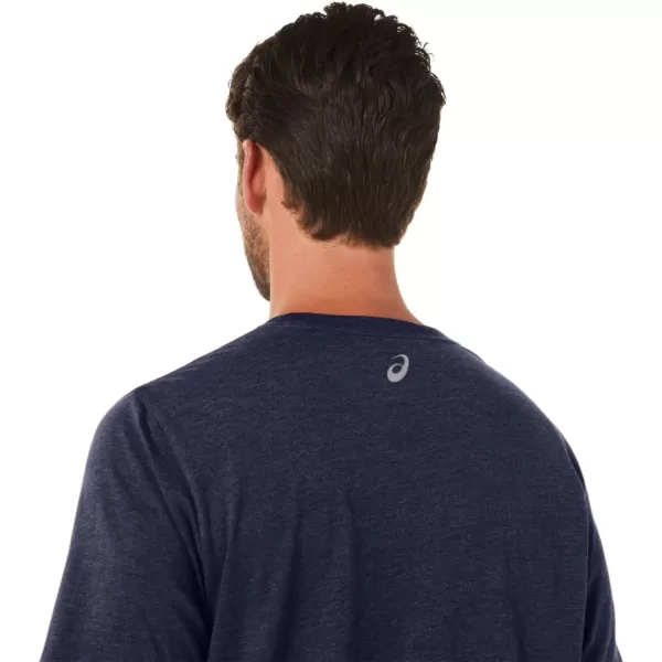 imageASICS Mens Stripe Short Sleeve Tee ApparelPeacoat Heather