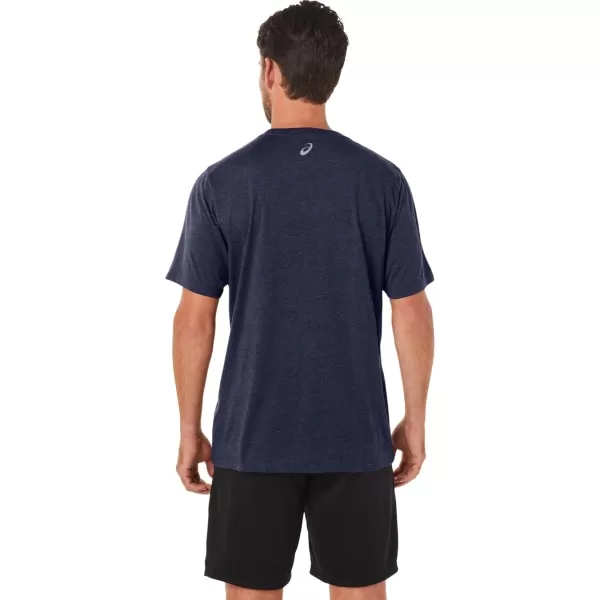 imageASICS Mens Stripe Short Sleeve Tee ApparelPeacoat Heather