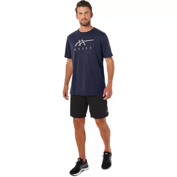 imageASICS Mens Stripe Short Sleeve Tee ApparelPeacoat Heather