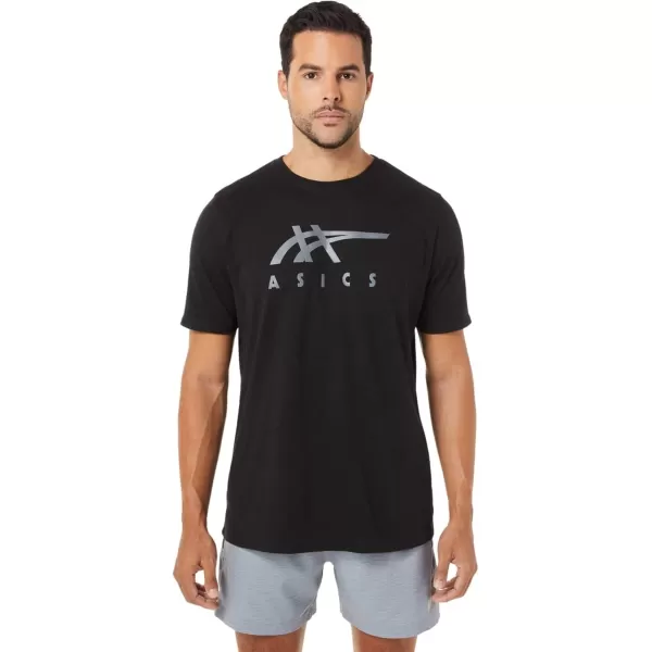 imageASICS Mens Stripe Short Sleeve Tee ApparelPerformance Black