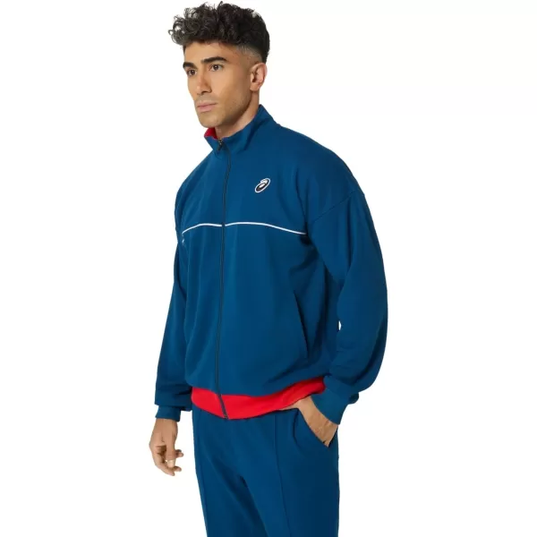 imageASICS Unisex CLASSIC KNIT JACKET ApparelMako Blue