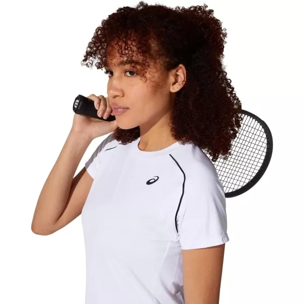 imageASICS Womens Court Piping Short Sleeve Tennis ApparelBrilliant White