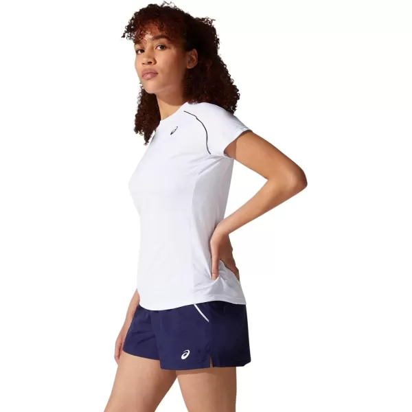imageASICS Womens Court Piping Short Sleeve Tennis ApparelBrilliant White