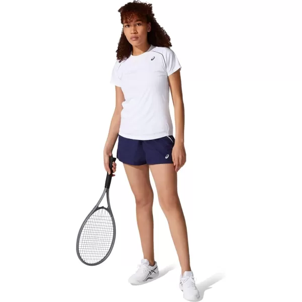 imageASICS Womens Court Piping Short Sleeve Tennis ApparelBrilliant White