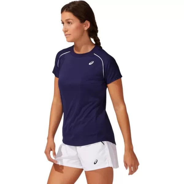 imageASICS Womens Court Piping Short Sleeve Tennis ApparelPeacoat