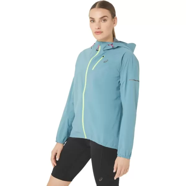 imageASICS Womens FUJITRAIL WATERPROOF JACKET ApparelGris Blue