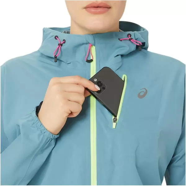 imageASICS Womens FUJITRAIL WATERPROOF JACKET ApparelGris Blue