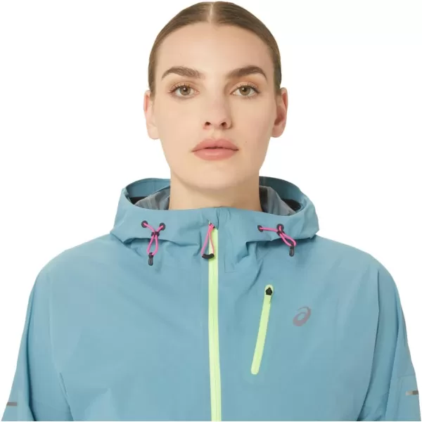 imageASICS Womens FUJITRAIL WATERPROOF JACKET ApparelGris Blue