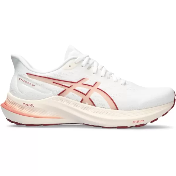 imageASICS Womens GT2000 12 Running ShoeWhiteLight Garnet