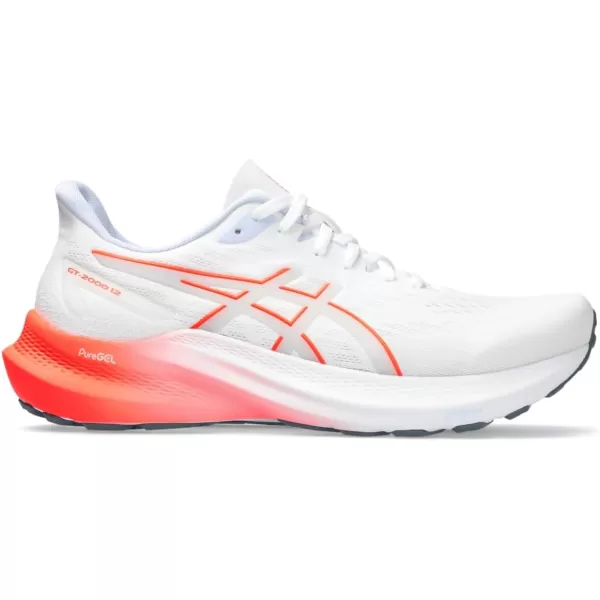 imageASICS Womens GT2000 12 Running ShoeWhiteSunrise Red