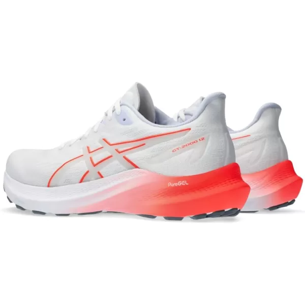 imageASICS Womens GT2000 12 Running ShoeWhiteSunrise Red